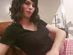 Sissy Crossdresser Fucks Dildo Doggystyle (first time)