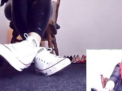 You will clean my dirty converse sneakers right now and worship my latex ass