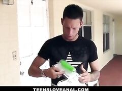 Tiny Brunette goes next door for anal intercourse