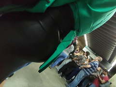 Big sexy ass in tight leather skirt so hot candid