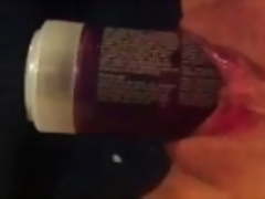 Lube bottle in ex gf pussy