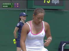Tennis Hottie Tara Moore with Sweaty Cleavage
