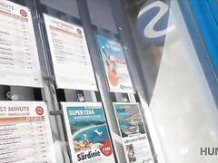 HUNT4K. Svelte brunette cheats on nerdy BF to earn cash