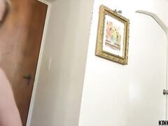 Little sister gets her face buried in bro's cum