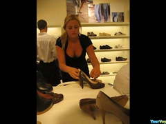 BUSTY SHOE STORE CLEAVAGE